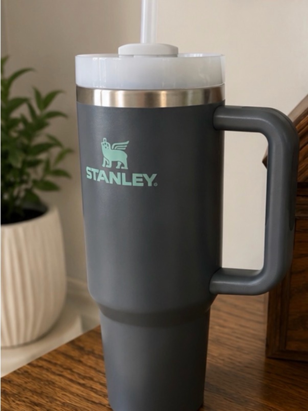 Stanley Gray Travel Tumbler with Mint Logo - Picture 1 of 1